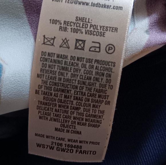 TED BAKER Farito Rowing Stripe Printed Navy Top 0 - Picture 4 of 4